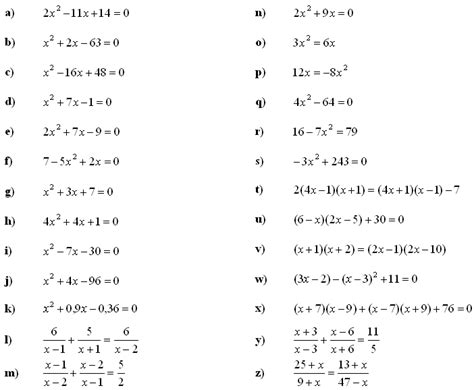 kvadraticke rovnice priklady